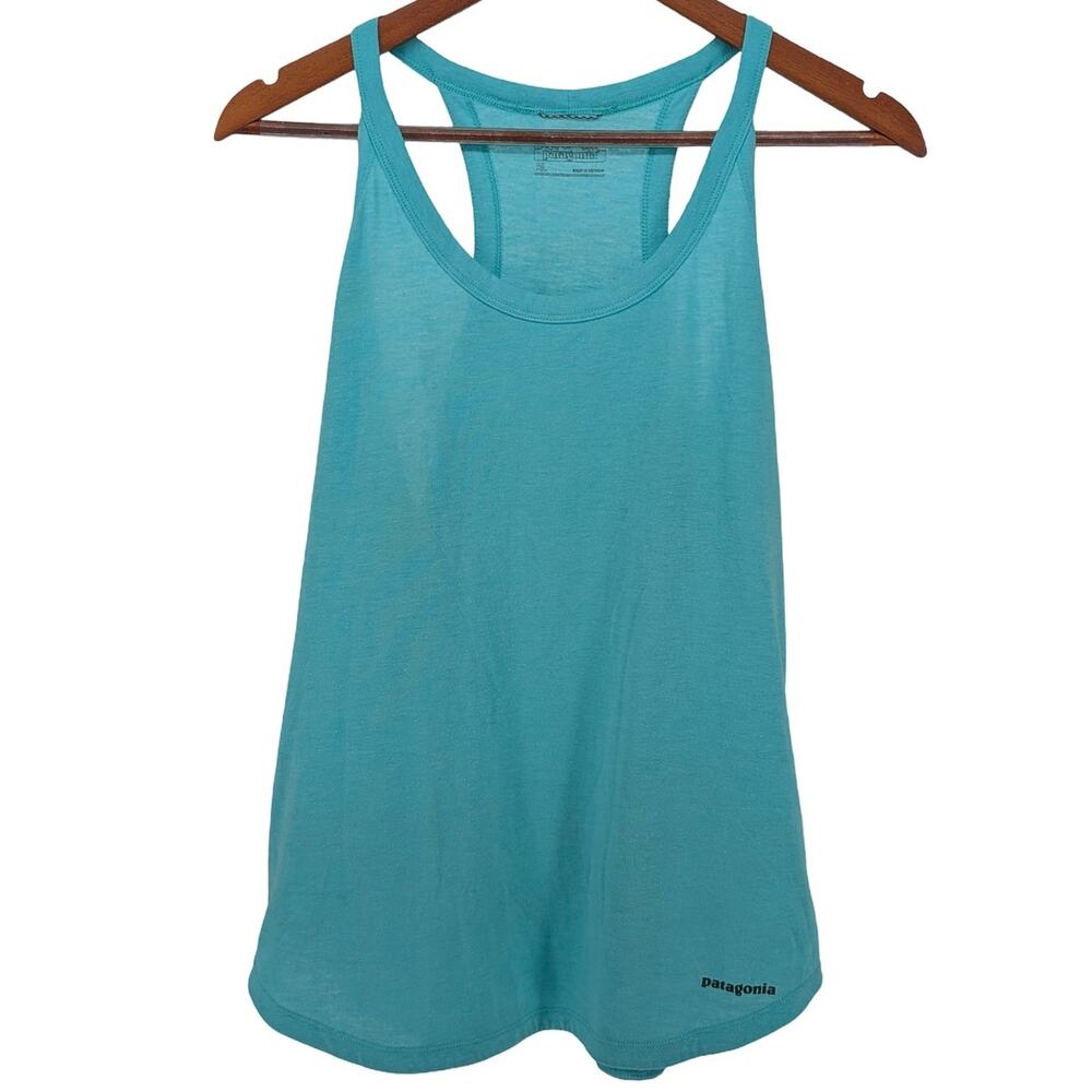 Patagonia Nine Trails Tank Top Howling Turquoise Racerback Running Women's XL - Picture 2 of 8